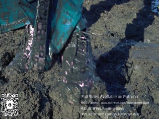 Tracksuit girl in her FILA sneakers playing in mud | Muddy Girl | WAM