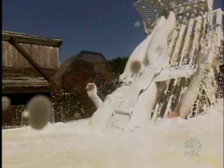 Fear Factor. 2 Brunettes submerged in Lard