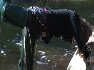 Wild WAM walk with humiliation of old heeled boots 