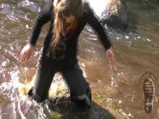 Wild WAM walk with humiliation of old heeled boots 