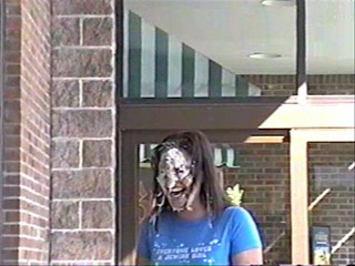 Two girls pie each other