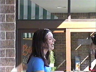 Two girls pie each other