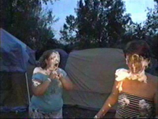 Two girl shaving cream piefight part I