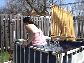 Becca Dunked in  Pink TubeTop, Skirt and Pantyhose