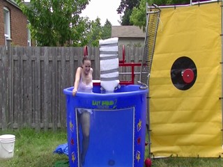 Megan Dunked In a white skirt & top  & pantyhose Preview