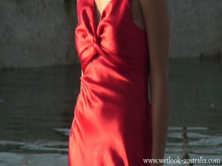 Jacinta red satin dress