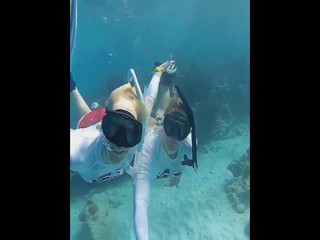 Stephanie &Margo underwater