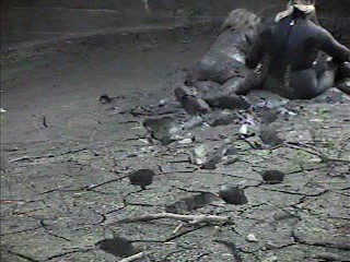 Rubber wetsuits in mud