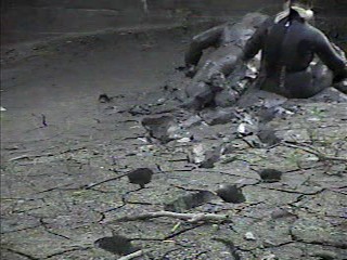Rubber wetsuits in mud