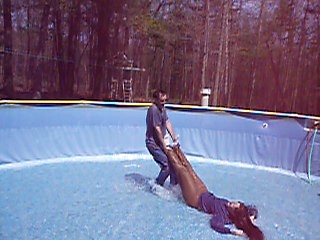 Pulling Jennifer around in the pool