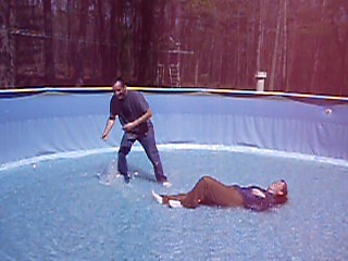 Pulling Jennifer around in the pool