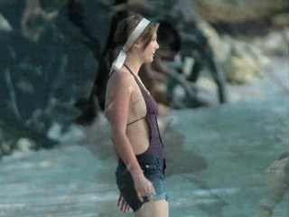 Delta Goodrem wetlook fashion shoot.