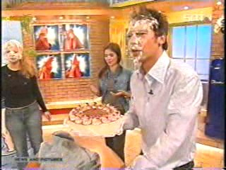 women caked on TV show