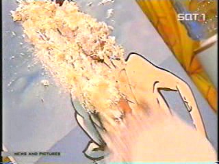 women caked on TV show