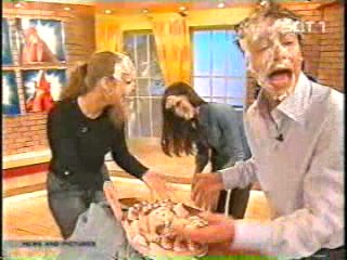 women caked on TV show