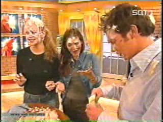 women caked on TV show