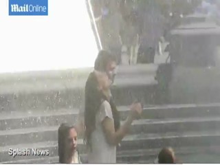 Celebrity fountain splashing