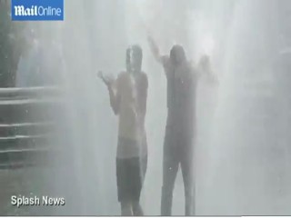Celebrity fountain splashing