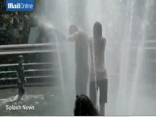 Celebrity fountain splashing