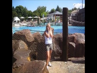 Splash and swimming in a lake