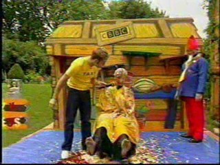 TV Presenter gunged and soaking from Generation Game