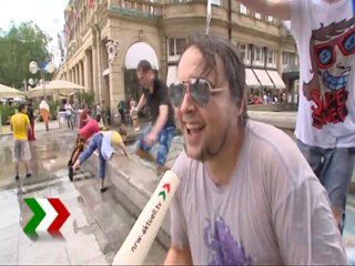 Water battle in Cologne, Germany