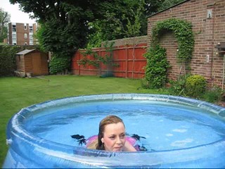 WetMar - Pink Dress & boots in the pool