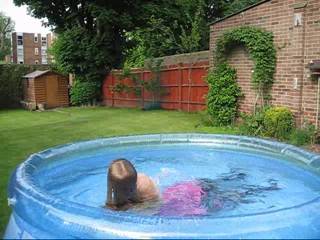 WetMar - Pink Dress & boots in the pool