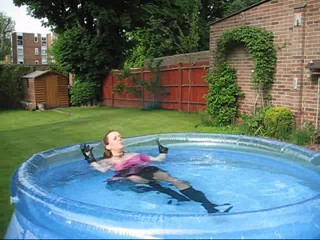 WetMar - Pink Dress & boots in the pool