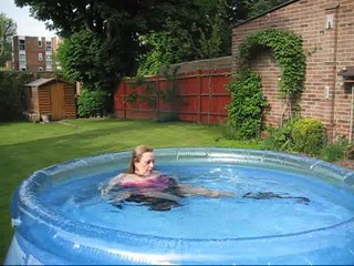 WetMar - Pink Dress & boots in the pool
