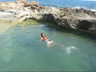 Wetmar swimming in black underwear in Cyprus